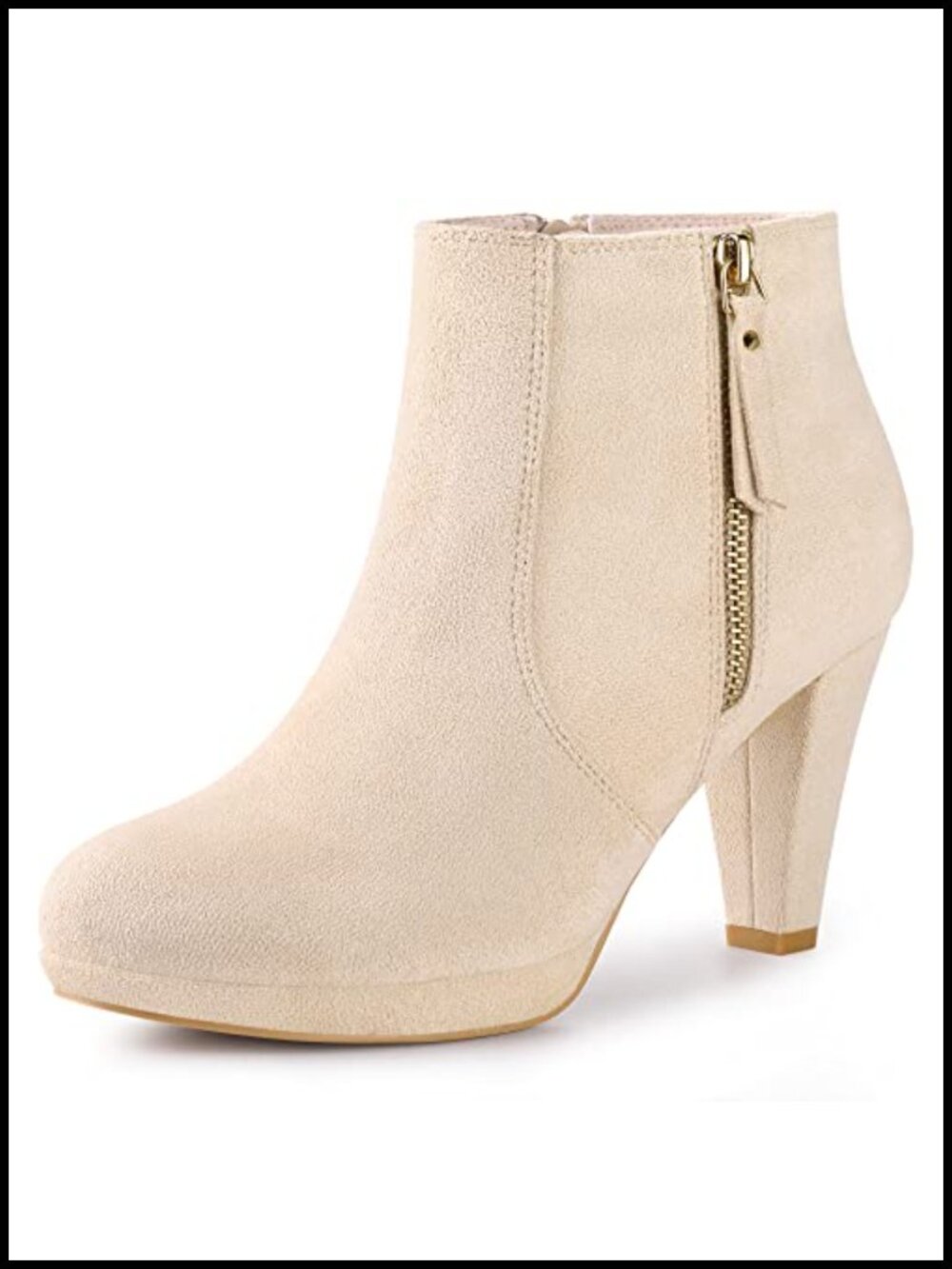 Faux Suede Chunky Heels Ankle Boots Platform Round Toe Side Zip Wedding Party